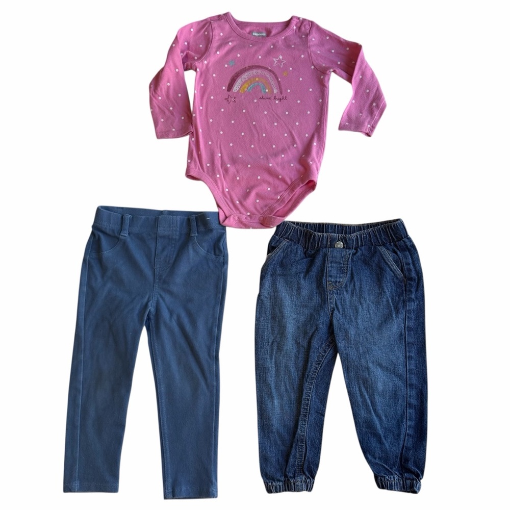 Garanimals Pink Polka Dot Onesie And 2 Pant Bundle Size 18M